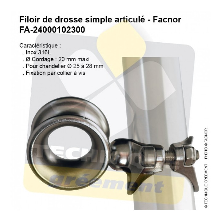 Filoir articulé inox simple de chandelier - Pour Tube 25 à 28mm