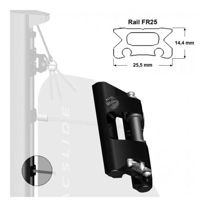 Rail de Guindant Chariot Intermédiaire de GV Fi30 Torlon Inter