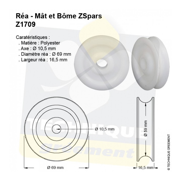 Réa Polyester Ø70x17x10mm Z Spars