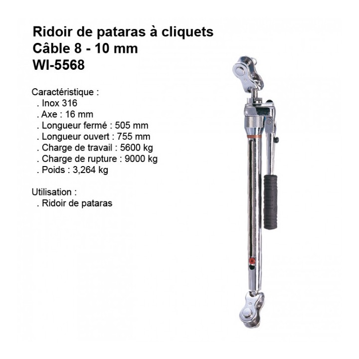 Ridoir De Pataras à Cliquet Câble 9/10