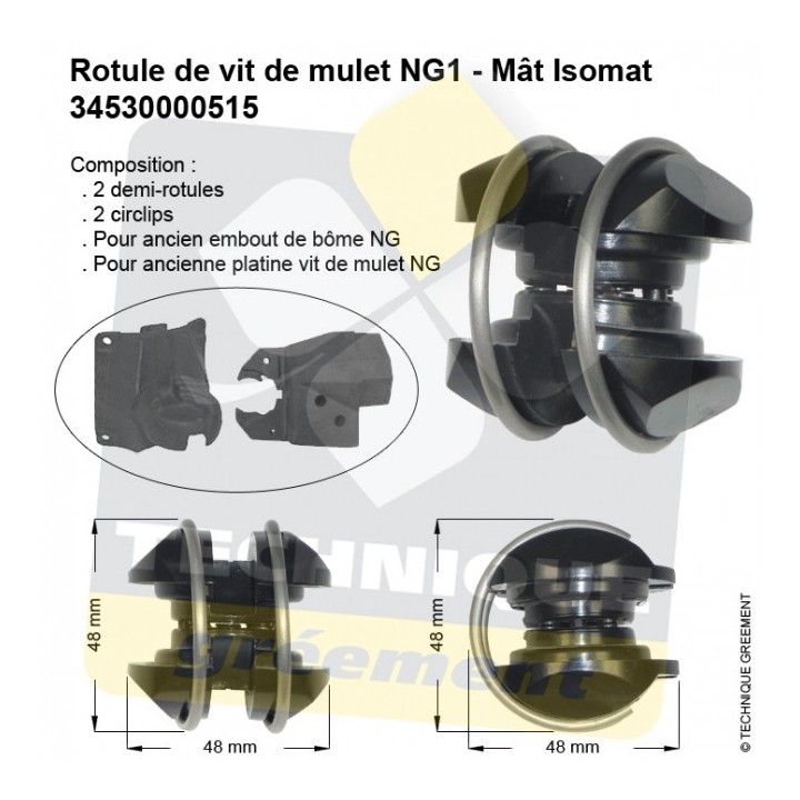 Rotule de vit de mulet NG1 Isomat