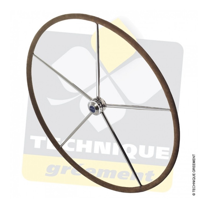 Roue commodore cintrée,5 Rayons,  36'/91cm gaînée cuir.