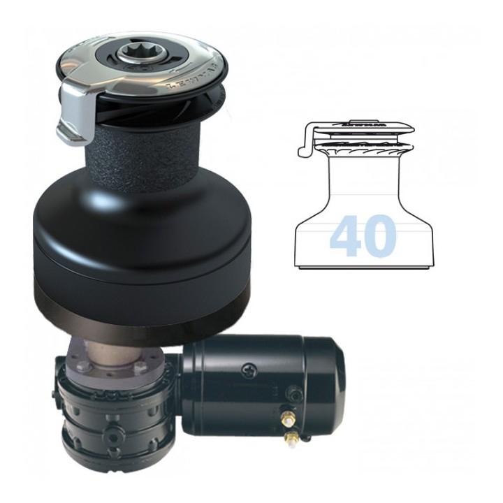 Winch électrique Lewmar 40 EST EVO Aluminium Noir - Kit Complet 12v