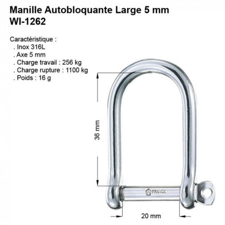 MANILLE INOX WICHARD AXE 6 PANS DROITE 6 MM