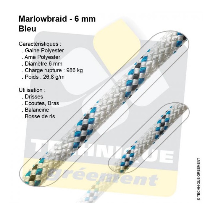 Drisse ou Écoute Polyester Marlowbraid Standard