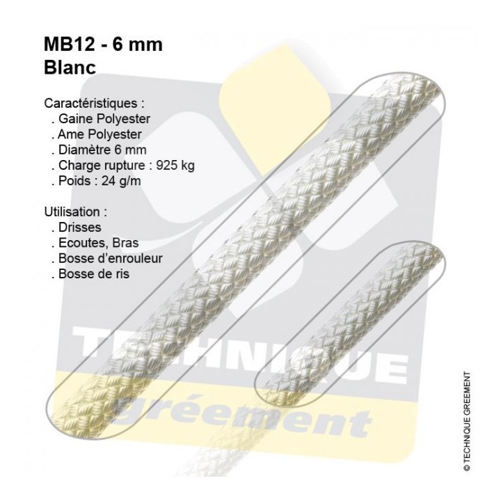 Drisse croisière ou écoute Polyester - MARLOW MB12
