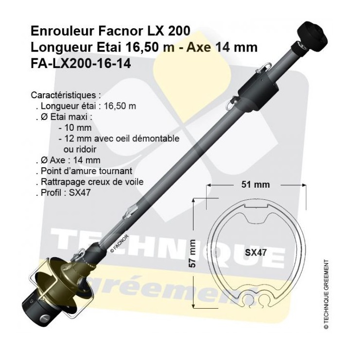 Enrouleur Facnor LX200 - Etai Maxi 10/12*mm