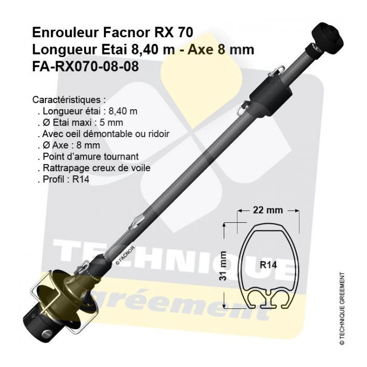 Enrouleur Facnor RX 70 - Etai Maxi 5mm