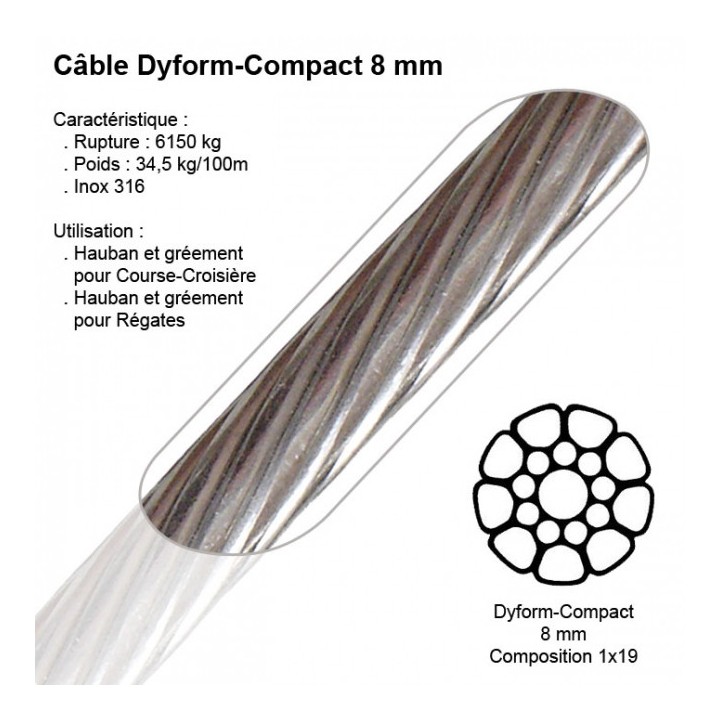 Câble Inox Compact Dyform 8mm