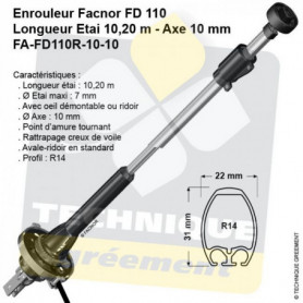 Enrouleur Facnor Flatdeck FD110 - Etai Maxi 7mm - Régate