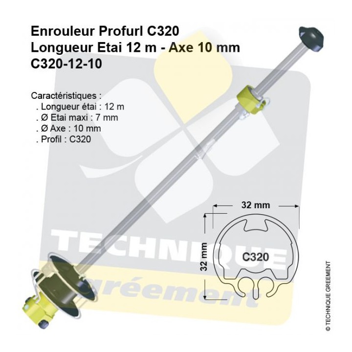Enrouleur Profurl C320 - Etai de 6 et 7mm (8mm avec ridoir ou oeil démontable)