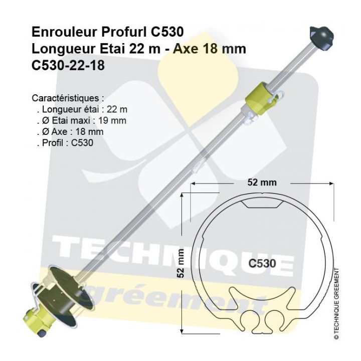 Enrouleur Profurl C530 - Pour étai jusqu'à 19mm