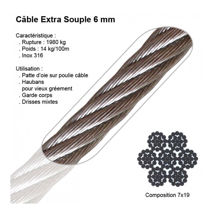 Câble Inox Extra Souple 6mm