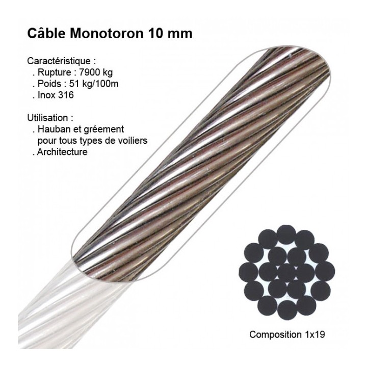 Câble Inox marine Monotoron 10mm