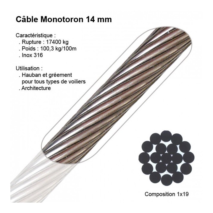 Câble Inox marine Monotoron 14mm