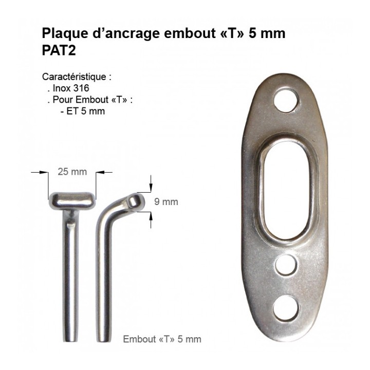 Plaque Ancrage 5mm Embout En T