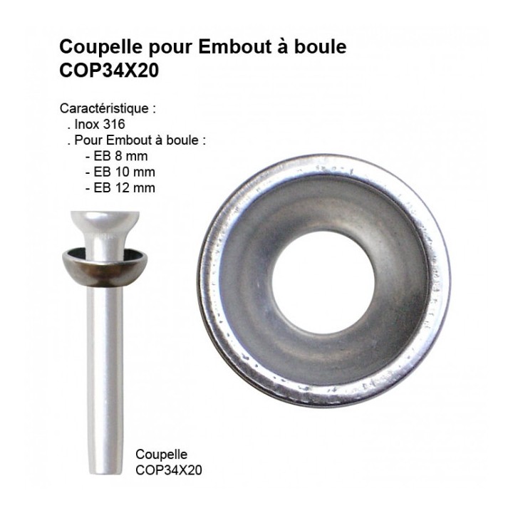 Coupelle 34X20 Pour Embout Boule 8-10-12mm