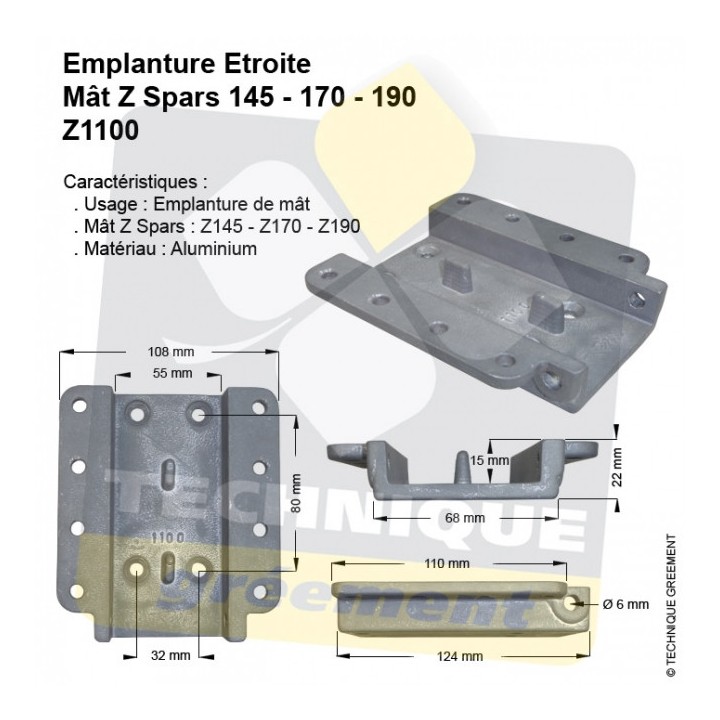 Emplanture Z145-Z170-Z190 Etroit 55mm - Z1100