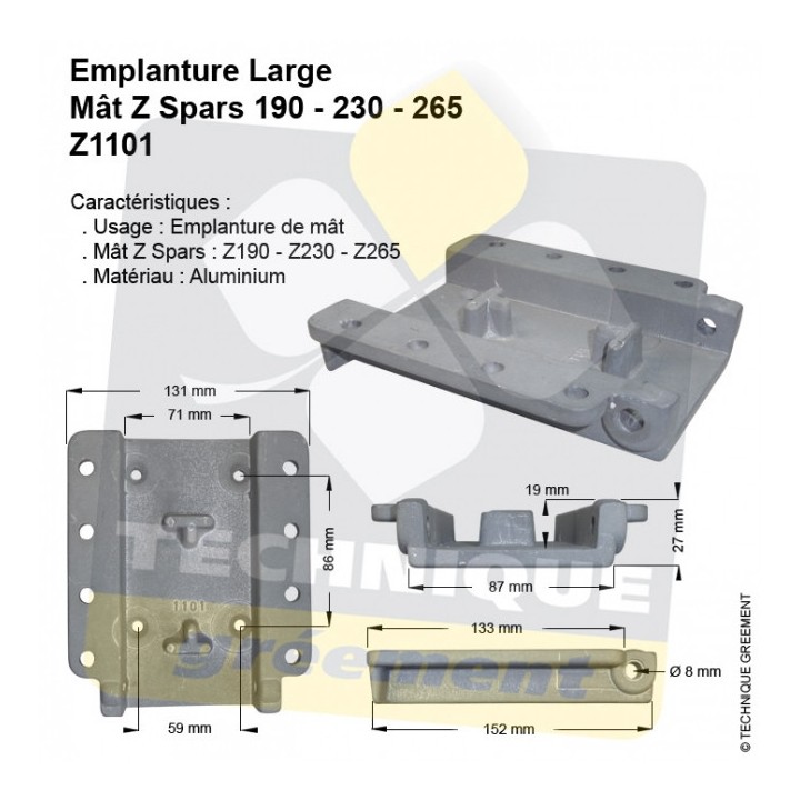 Emplanture Z190-Z230-Z265 Large 70mm - Z1101
